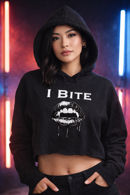 I Bite Crop Top Hoodie