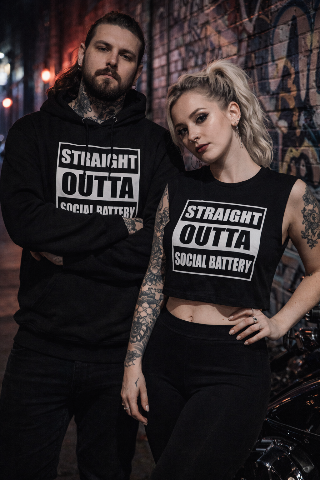 Straight Outta Social Battery His and Hers Bundle Set