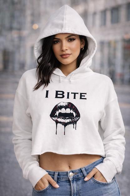 I Bite Crop Top Hoodie
