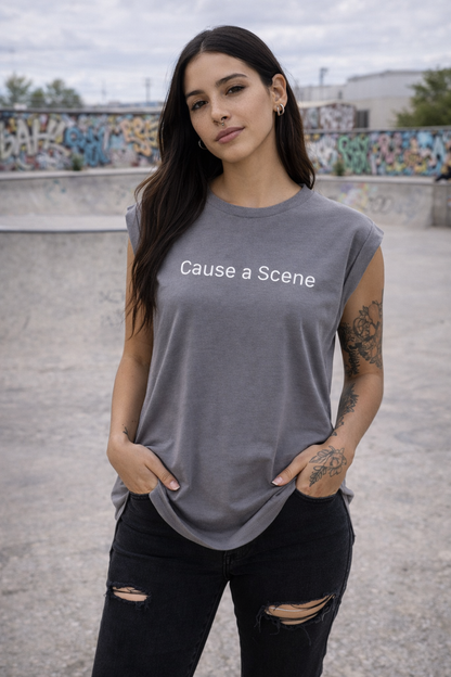 Cause a Scene Rolled Cuff Muscle Tee
