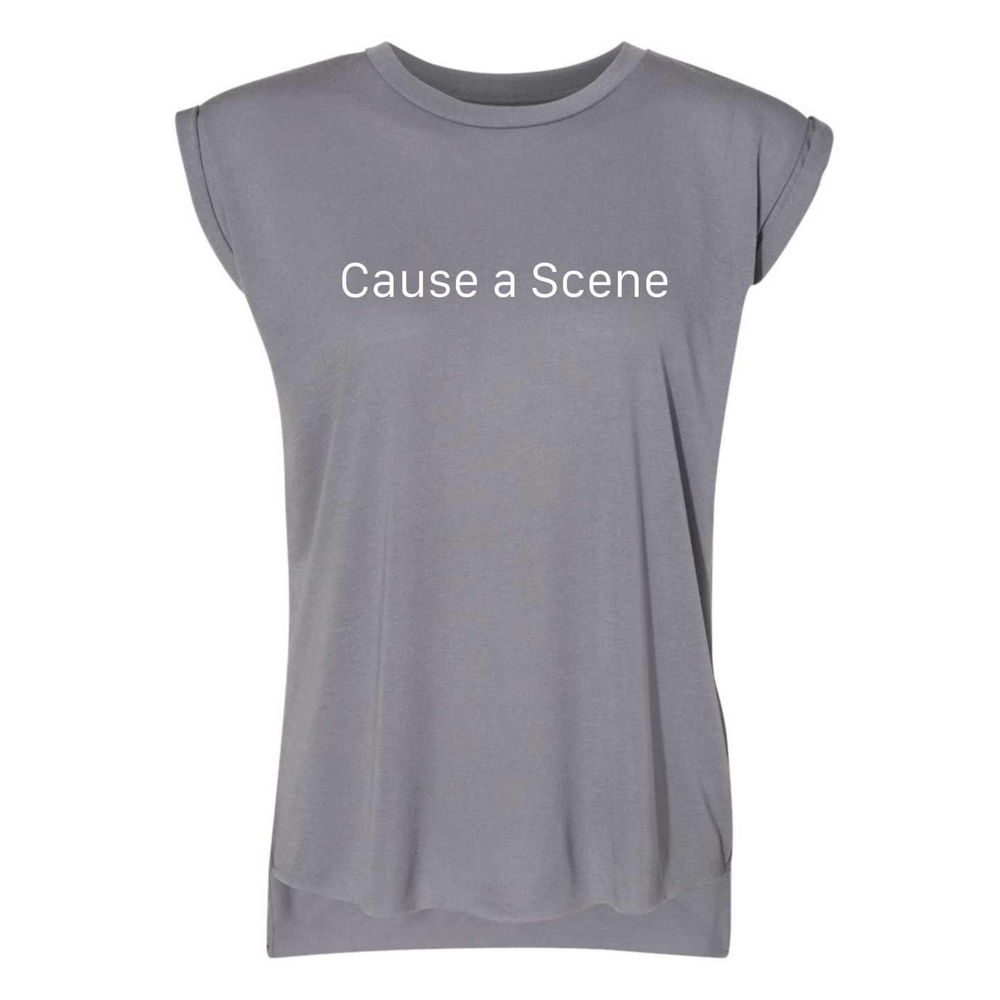 Cause a Scene Rolled Cuff Muscle Tee